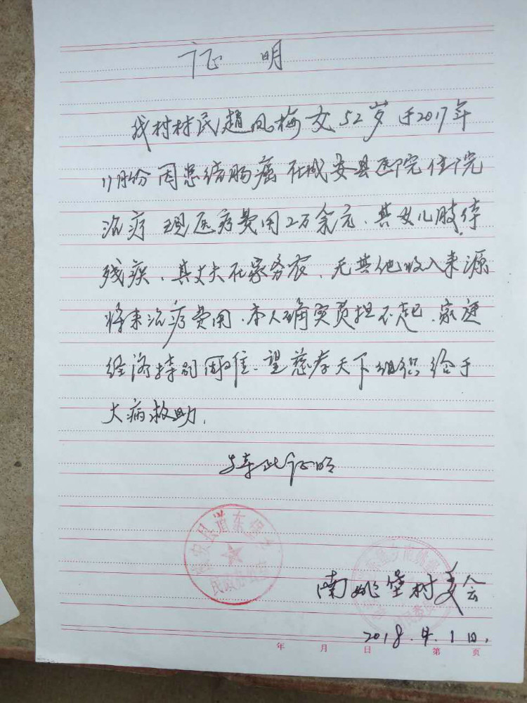 受助人村委证明 受助人居民身份证项目预算此项目预计募捐20000元，用于患